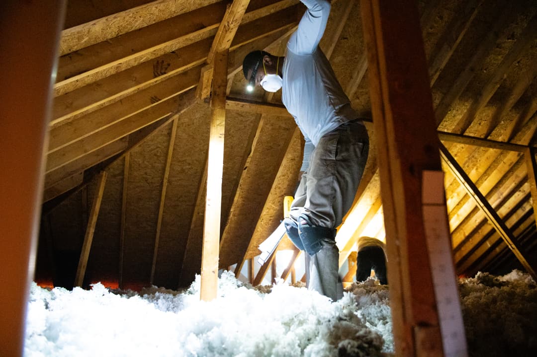 Attic insulation work